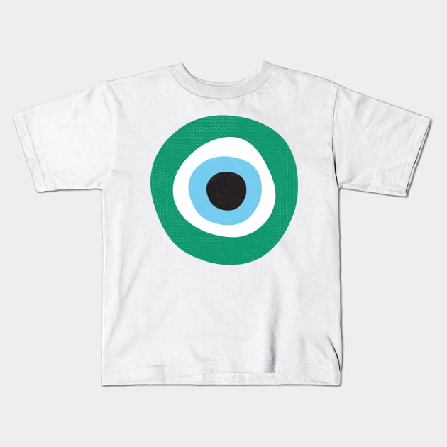 Evil Eye Emerald Green Kids T-Shirt by Inogitna Designs